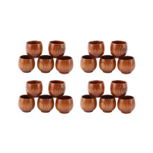 Creatieve 20-delige theeset: kleine houten kom, klein kopje, groene houten kom met natuurlijke houtnerf,