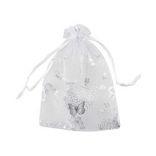 100 Stück 9 x 12 cm große Schmetterlings-Organza-Schmucktüten, Geschenktüten, Bonbontüten, Kordelzugtüten,