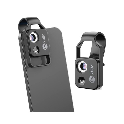 2 Pieces 200X Mobile Microscope Accessory with Window Microscope, Portable Digital Microscope with LED Light/Universal Clip 1