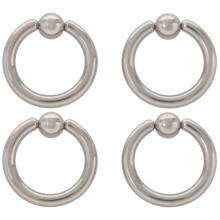 2 paar roestvrijstalen captive bead oorbellen (BCR studs) piercing sieraden, staalkleur, 8G (3,2 mm)