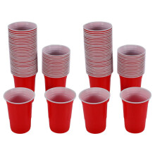 Set van 100 rode, wegwerpbare plastic bekers van 450 ml, geschikt voor feestjes, bars, restaurants en