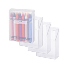 4 Transparent Plastic Colored Pencil Boxes for 24 Colored Pencils with Hinged Lid and Snap Closure for School and Office Supplies