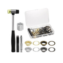 100-piece eyelet tool set for shoes, clothing, leather, fabric, belts, DIY, gold, silver, gunmetal, bronze