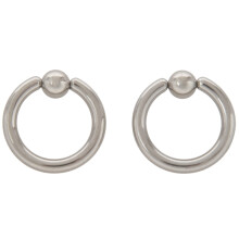 1 paar roestvrijstalen captive bead oorbellen (BCR studs) piercing sieraden, staalkleur, 2G (6mm) x