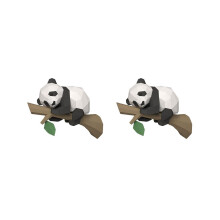 2x 3D dierenpapiermodel, panda in een boom, geometrische origami voor huisdecoratie, wanddecoratie,