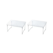 2-teiliges transparentes Tischregal, Getränkehalter, faltbares Regal, Badezimmerregal, Gewürzboxhalter