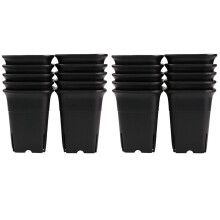 24er-Packung schwarze, quadratische Kunststoff-Blumentöpfe für Sukkulenten, Pflanzen, Blumen, Kakteen
