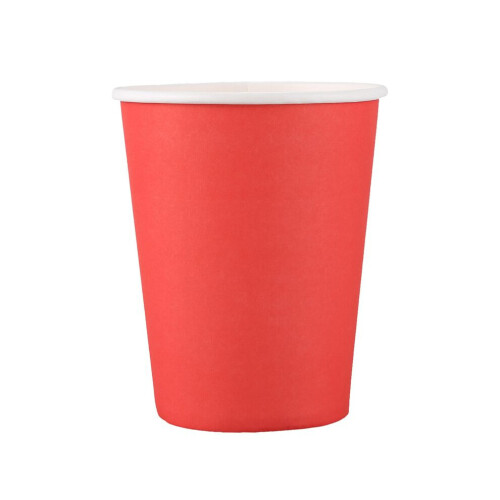 200 paper cups (9 oz) - Solid color birthday party tableware catering (Red) 1