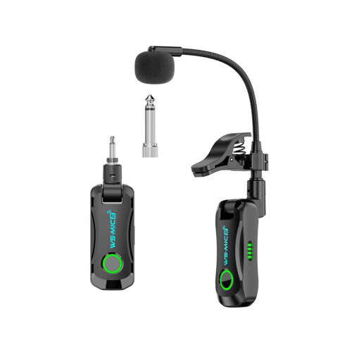 2.4 GHz Microphone Wireless Guitar System, Rechargeable, Wireless Audio Transmitter and Receiver for