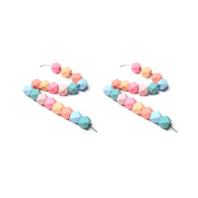 140X Geometric Faceted Wooden Beads, Candy-Colored Wooden Beads Bracelet Garlands Suitable for DIY Crafts and Jewelry A