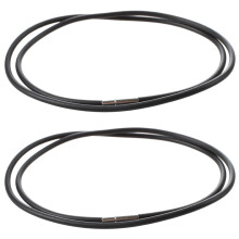 2 stuks 3 mm zwarte rubberen koord ketting met roestvrijstalen sluiting - 61 cm