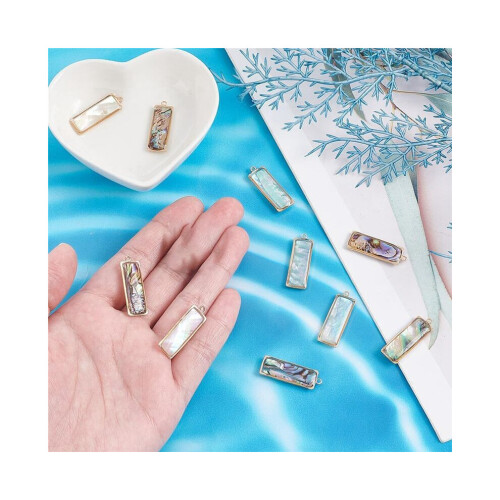 10 Pieces 2 Colors Abalone Shell Pendants, Natural Shell Pendants, Rectangular Shell Pendants, Dangling Charms 1