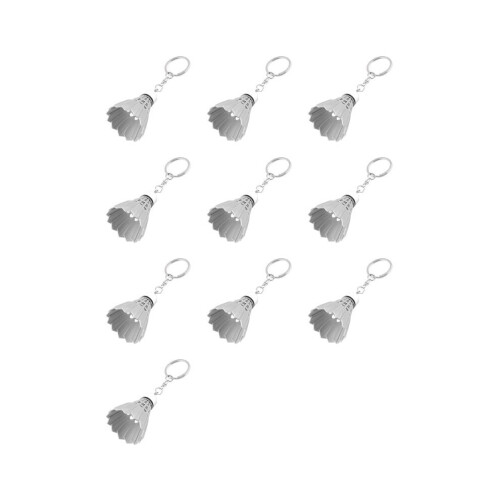 10x Sleutelhanger Handtas Splitring Plastic Badminton Sleutelring Decoratie Wit