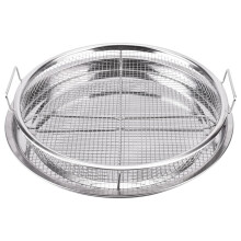 2-Piece Round Stainless Steel Air Fryer Basket for Oven, Crisper Tray and Basket 13 Inch, Oven Air Fryer Mesh Basket Set