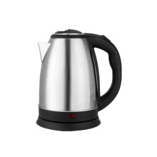 2L roestvrijstalen waterkoker, zilverkleurige/zwarte voet, roestvrij ontwerp, voor thuis en op reis,