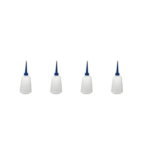 4 x 250ml plastic solvent bottles with dosing head - Blue & White