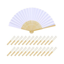 24 weiße Papierfächer, Handfächer, Faltfächer, Papierfächer, gefaltet, für Hochzeiten, Partys, Babypartys