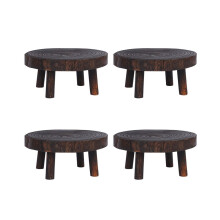 4X Rustikaler Dekorativer Runder Holz Sockel Blumen Topf Riser Pflanzen StäNder Topf Pflanzen Regal für Drinnen DraußEn Hause Dekor A