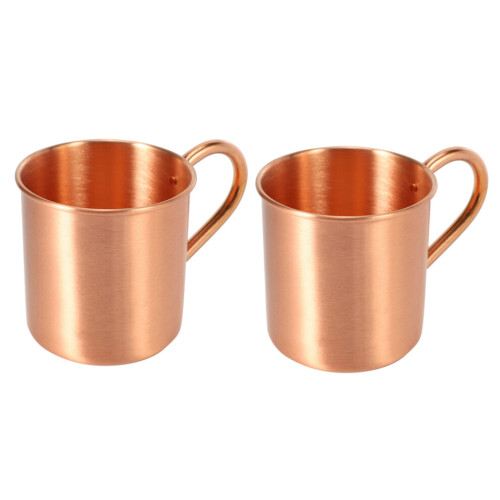 2X Ren Koppar Moscow Mule Mugg Solid Slät Utan Innerfoder För Cocktail Kaffe Öl Mjölk Vatten Kopp Hem