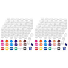 480 Stück Leerer Farbtopf, 40 Streifen Acryl -FarbbehäLter Streifen Lagerung mit Deckel fürKunsthandwerk Farbe 3 Ml
