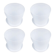 4X Plastic Blumentopf Pflanzgefäß mit Untertassenablage Rund Hochglanz Home Garden Decor, Weiß Oberkaliber -, 14cm