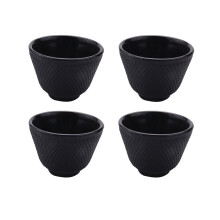 4x Gusseiserne Teetassen, chinesisches handgefertigtes Kung-Fu-Kaffeezubehör, Gesundheits- und Wohlfühl-Eisenbecher
