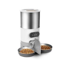 4,5 L Automatischer Katzen-Futterspender, Intelligenter Futterspender für Katzen und Hunde, Einzel-/Doppelschüssel Aus Edelstahl, Haustierfütterung