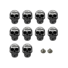 10 Skull Rivets, DIY Rivets, Conchos for Leather, Large Head, Decorative Buckle for Crafts, Nickel-Black