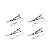 4 x Effen zilverkleurige dasspeldsluitingen voor heren, 6 cm, van chroomlegering