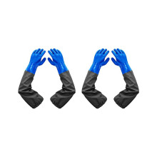 4x Lange Gummihandschuhe, Lange Wasserdichte Handschuhe und Robuste Wasserdichte Handschuhe für Schädliche und Saure Arbeiten