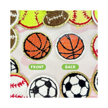 16 pieces of sports-themed iron-on patches, basketball, soccer, baseball, volleyball, for homemade items