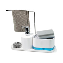 4-in-1 Dish Soap and Hand Soap Dispenser - Practical Kitchen Sink Organizer with Shelf and Sponge Holder (Holder Only)
