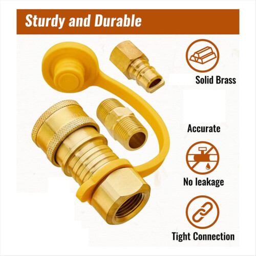 Quick-release set for liquid gas propane hose made of 100% solid brass 1