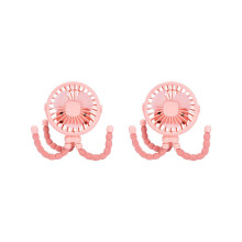 2x Pink, tragbar, USB-aufladbar, leiser Ventilator, 3 einstellbare Geschwindigkeiten, mit Beleuchtungsfunktion