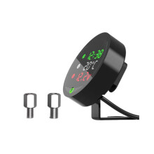 5-in-1 motorfietswatertemperatuurmeter, USB-oplaadbare tijd-voltmeter, LED-nachtzichtmeter met temperatuursensor
