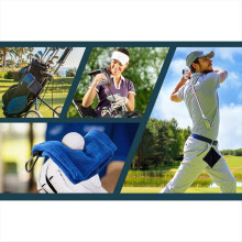Golfbalhanddoek met clips, 5,5 inch microvezelreiniger, blauw