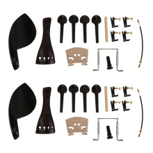 2x 4/4 Ebony Violin Parts Tailpiece Pegs Chinrest Maple Bridge Set