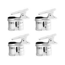 4 Pieces 100X Zoom Clip--Microscope with LED Light, Portable Magnifying Glass Magnifying Bag Magnifying Glass