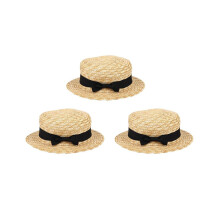 3x Leuke Kinderhoedjes voor Meisjes met Strohoedje en Strikje, Zonnehoed met Grappen, Grote Rand, Strand,