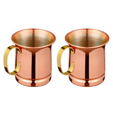 2x Bier-/melkpullen van puur koper, handgemaakte Moscow Mule-pullen, Moscow Mule, servies