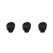 3X Modieuze korte zwarte, steile synthetische pruik voor mannen, zacht en realistisch, natuurlijk zwart