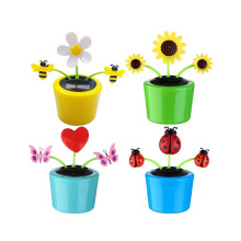 4 op zonne-energie werkende dansende bijen en zonnebloemen, geanimeerde bobblehead-dansers voor thuis,
