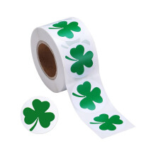 500 klistermärken för St. Patrick's Day, klistermärken med shamrockrullar, 3,5 cm självhäftande etiketter
