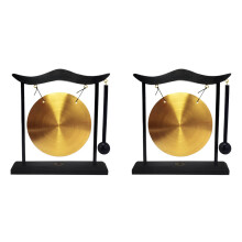 2X Desktop Gong Table, Wind Chime, Percussion Instrument, Cymbals, Gongs with Mallets for Home Decoration, Housewarming Gift-A