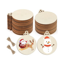 50 Wooden Christmas Ornaments, 7.6 cm Large DIY Wooden Ornament for Crafting, Untreated Wooden Ornament for Painting, Blank, Round