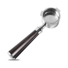 51 mm portafilter med 3 öron, rostfritt stål, 51 mm portafilter utan botten med trähandtag och filterkorg