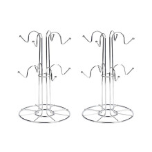 2x Mug Clothes Rack with 8 Hooks, Draining Tray, Mug Tree, Mug Organizer for Home Desk