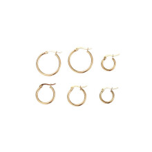 Set van 3 paar roestvrijstalen oorringen (15 mm, 20 mm, 25 mm) voor dames, goudkleurig.