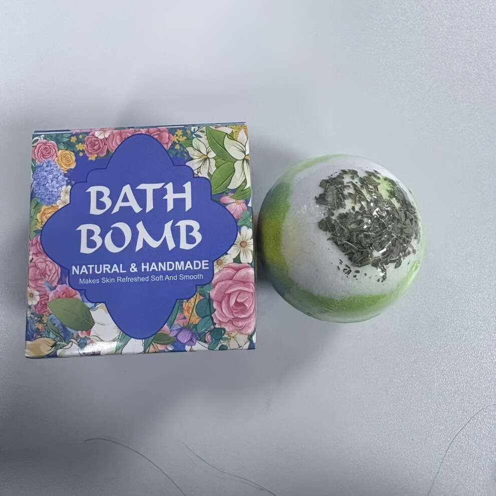 100G/1pc Carbonated Bath Salt Ball, Packaged in a Gift Box, Featuring a Refreshing Mint Scent. It Gently Cleanses The