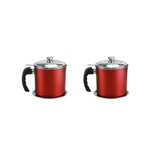 2x Vetcontainer 1,3L Bakolie Bewaarcontainer met Zeef, Oliezeefpot voor het Bewaren van Bakvet (Rood)